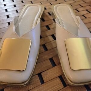 Chic Cream and Gold Women's Loafers